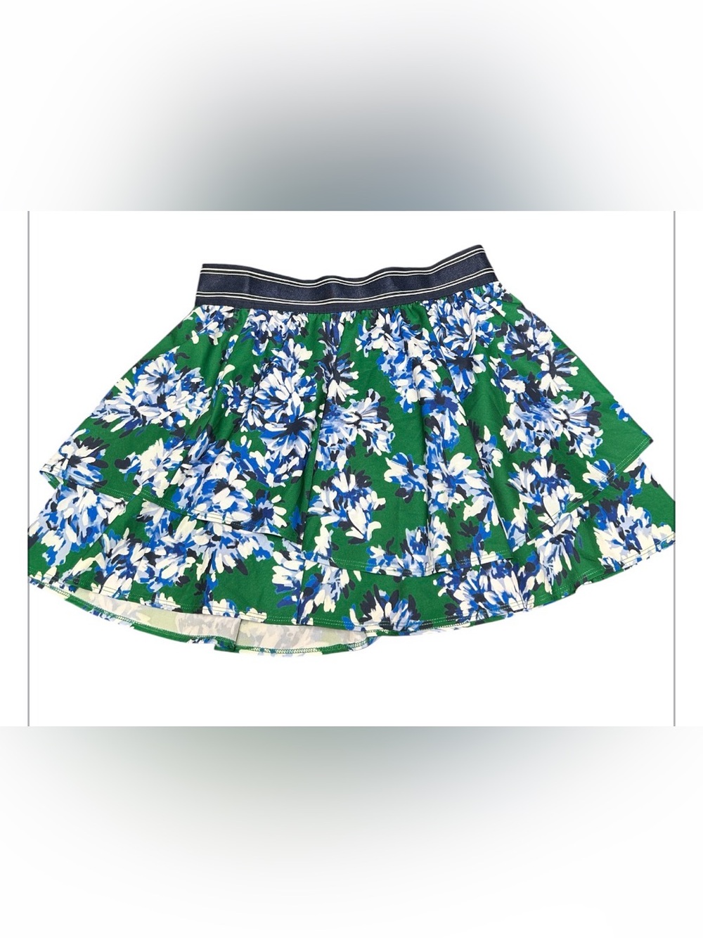 Skechers Green Floral Tiered Skirt with Navy Waistband